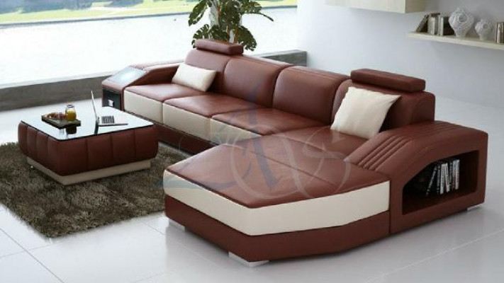 Wohnlandschaft Polster Ecke Eck Sofa mit USB Garnitur Landschaft Leder Neu 2724B