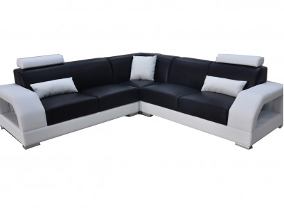 XXL Ecksofa + USB,Leder Wohnlandschaft Garnitur Design Modern Sofa L-Form G8001B