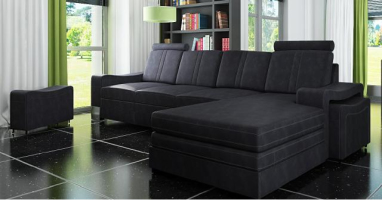 Textilcouch mit USB Stoffsofa Stoffcouch Ecksofa Sofa Polster Garnitur Ecke Neu