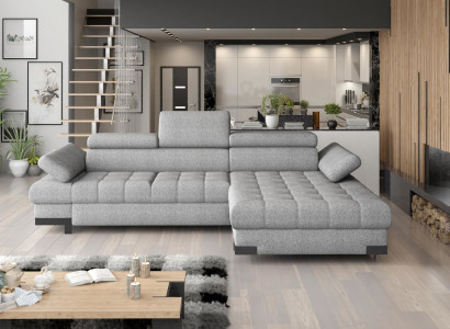 Design Ecksofa L-form Bettfunktion Couch Leder Textil Sofa Multifunktion Stoff