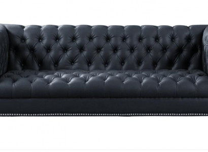 Schwarz Dreisitzer Chesterfield Modern Design Couchen Leder Sofa Designer Möbel