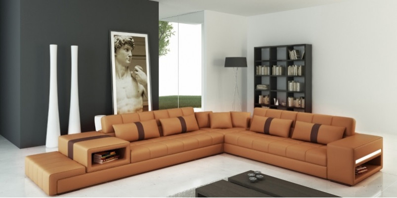 Ecksofa mit USB Couch Sofa Wohnlandschaft Sitz Eck Garnitur Leder Textil Peterso