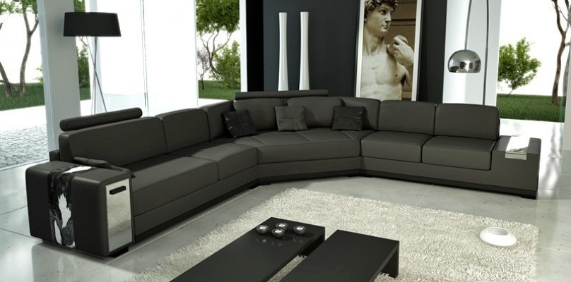 Wohnlandschaft Rund Ecksofa Leder Runde Couch Garnitur Sofa Couch Ecke + USB