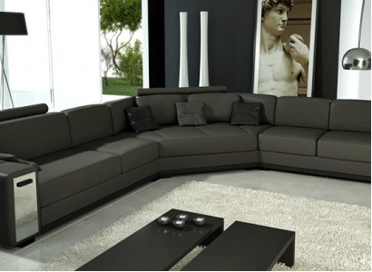 Wohnlandschaft Rund Ecksofa Leder Runde Couch Garnitur Sofa Couch Ecke + USB