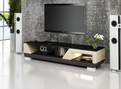 RTV TV Sideboard Leder Glas Dekor Tisch Fernseh Schrank Tisch Designer