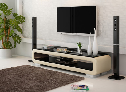 RTV TV Sideboard Dekor Leder Glas Tisch Fernseh Tisch Schrank Designer