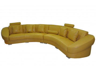 Runde Eck Sofa Couch Polster XXL Big Rund Couchen Wohnlandschaft U Form gelb Neu