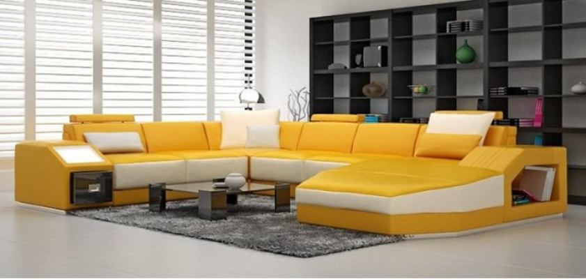 Wohnlandschaft Ecksofa Design Sofa mit USB Polster Sitz Ecke U Form Weiß PHM110