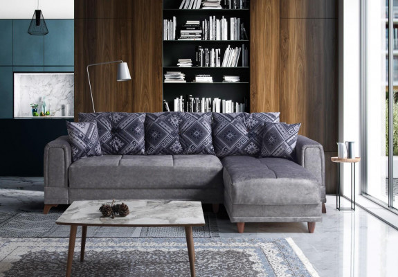 Ecksofa Wohnlandschaft Grau L-Form Ecke Sofa Wohnzimmer Ecksofa Modern