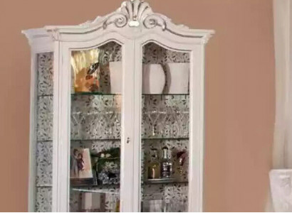 Showcase Italienische Wohnzimmermöbel Schrank Weißes Glas Vitrinen Vitrine