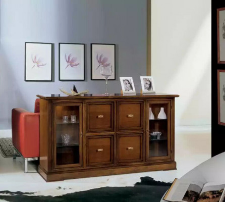 Wohnzimmer SideboardGlas Schrank Vitrine Esszimmer Anrichte Holz Möbel