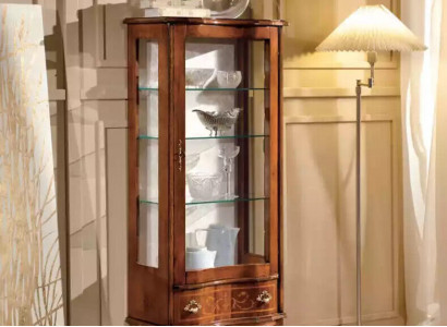 Klassische Vitrine Luxus Möbel Glastüren Wohnzimmer Einrichtung Braun