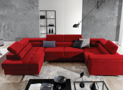 Ecksofa U-Form Sofa Couch Design Polster Schlafsofa Bettfunktion Wohnlandschaft