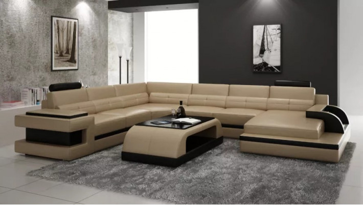 Moderne Wohnzimmer Design Ecksofa Möbel Eckcouch Lederpolster Couch