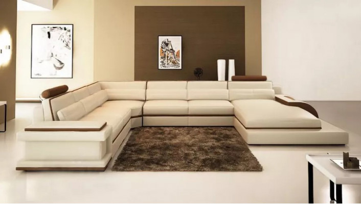 Moderne Wohnzimmer Design Ecksofa Möbel Eckcouch Lederpolster Couch