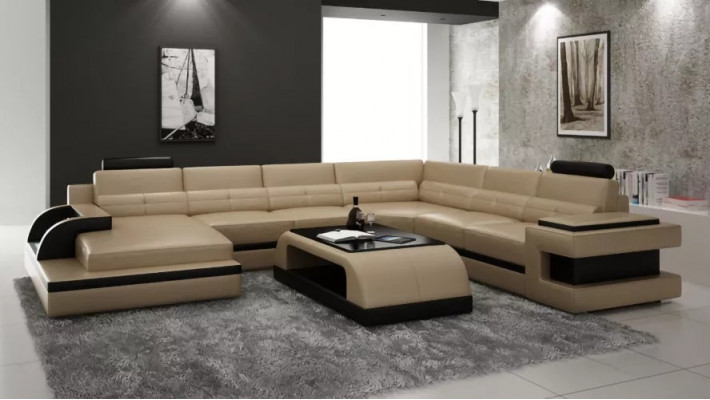 Moderne Wohnzimmer Design Ecksofa Möbel Eckcouch Lederpolster Couch