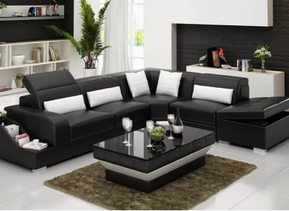 Design Moderne Eckcouch Ecksofa Wohnzimmer Lederpolster Couch Sofa