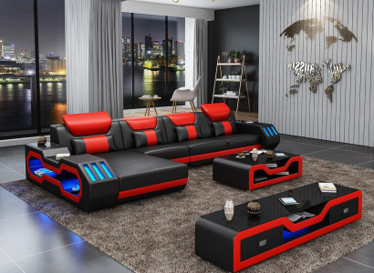 Wohnlandschaft L Form Ecksofa + Couchtisch + Sideboard Design Wohnlandschaft