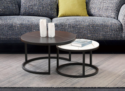 Wohnzimmer Runde Set 2x Couchtisch Kaffeetisch Beistelltisch Designer