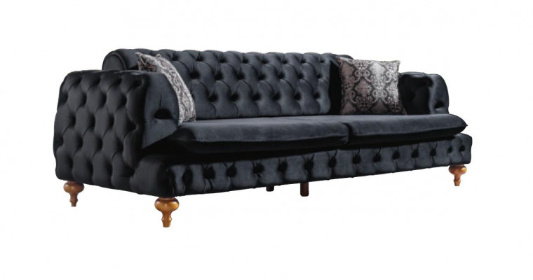 Luxus Chesterfield Couch Dreisitzer Schwarze Couchen Einrichtung