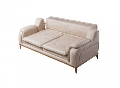 Sofa Beige 3 Sitzer Wohnzimmer Klassische Design Chesterfield Elegantes Stil Neu