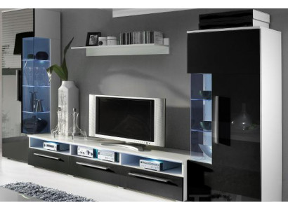 Designer Wohnwand Rtv TV Sideboard +2 Vitrinen Anbau Schrank Wohnzimmer Wand Neu