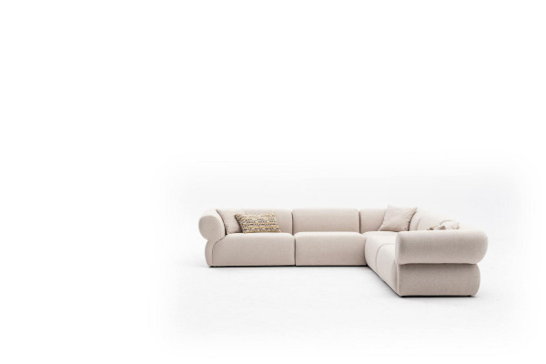 Ecksofa Beige Wohnzimmer Sofa Couch L-Form Modern Möbel Textil