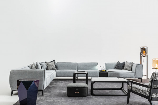 Ecksofa U-Form Wohnzimmer Polster Sofas Couch Möbel Stil Sofa Couchen