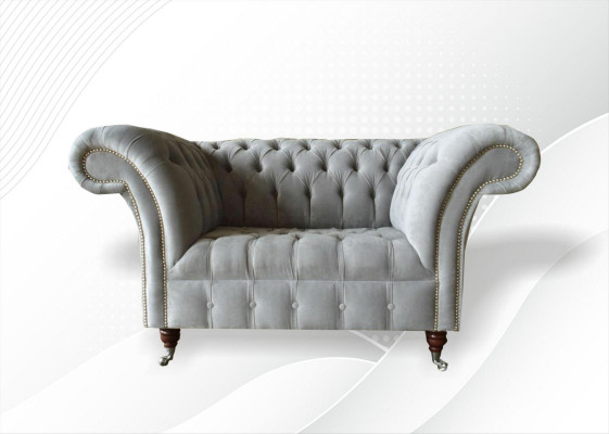 Chesterfield Sessel Couch Polster Sofa Textil Couchen 1,5 Sitzer Einsitzer