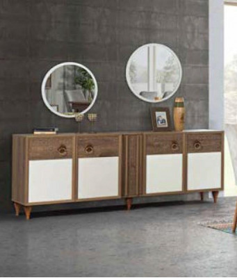 Kommode Schubladen Holz Sideboard Spiegel Massiv Wohnzimmer Kommoden