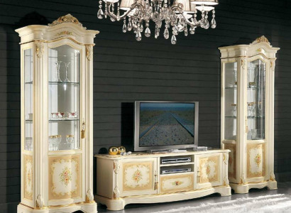 Wohnzimmer 2x Vitrine Wohnwand Schränke Design tv Vitrinen Set 3tlg Schrank Neu