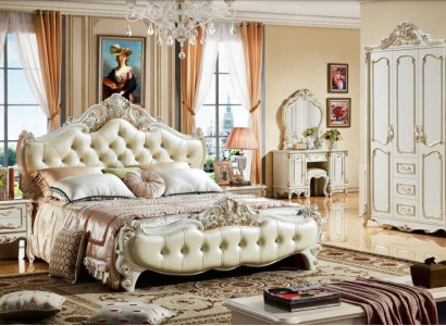 Chesterfield Schlafzimmer Bett Design Betten Luxus Möbel 3tlg. Nachttisch