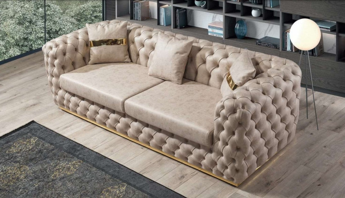 Luxus Chesterfield Sofagarnitur 3+1+1 Sitzer Garnitur Sofa Sessel Sofas Leder