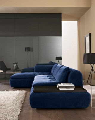 Ecksofa L-Form Möbel Blau Sofas Textil Couch Polsterung Couchen Sofa