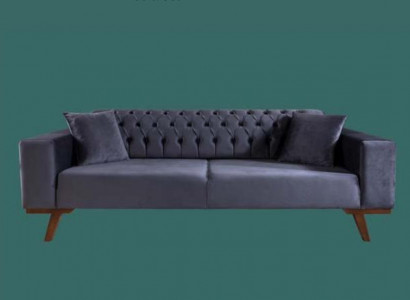 Design Sofa Dreisitzer Moderne Couch grau Möbel Polster Holz