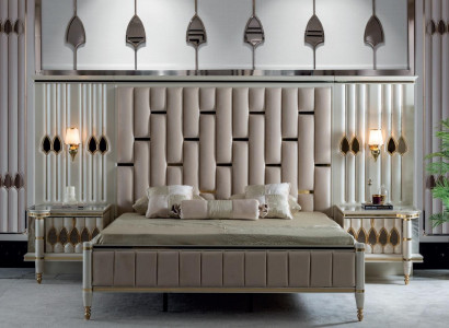 Bett Beige Metall Möbel Elegantes Design Schlafzimmer Möbel Luxus Neu