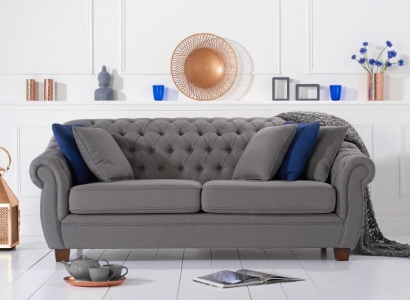 Chesterfield Stoff Polster Dreisitzer Wohnzimmer Couch Textil Design