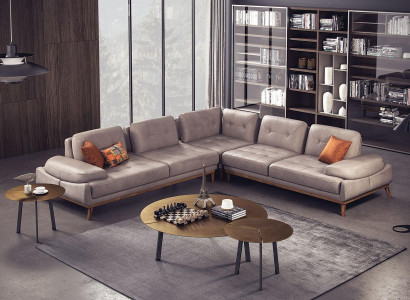 Braunes Wohnzimmer Ecksofa Designer Polster L-Form Couch Polster Möbel