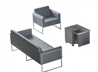 Arbeitszimmer-Set 3tlg 3-Sitzer Sessel Couchtish Grau Einfarbig Modern