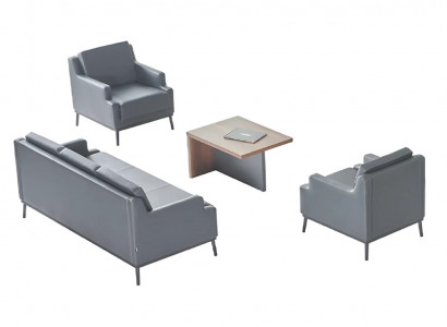 Arbeitszimmer-Set 4tlg 3-Sitzer 2x Sessel Couchtisch Dunkelgrau Braun