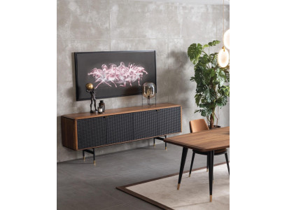 Wohnzimmer Anrichte braune Luxus Stil moderner Holz Sideboard Loft 228cm