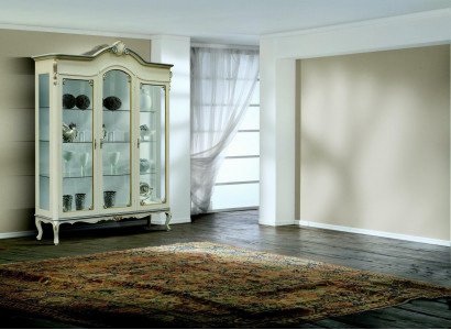 Design Italienische Luxus Holz Möbel Barock Schrank Vitrine Weiß Wohnzimmer xxl Neu