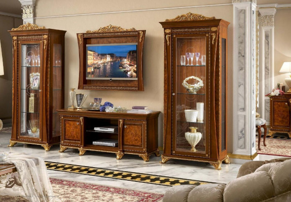 tv Ständer Schrank Luxus Wohnwände Wohnzimmer Zeile Neu Set Vitrine Holz Möbel