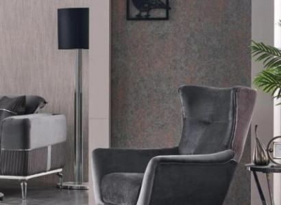 Grau Sessel Wohnzimmer Textil Möbel Modern Design Polster Stoff Luxus Sitz